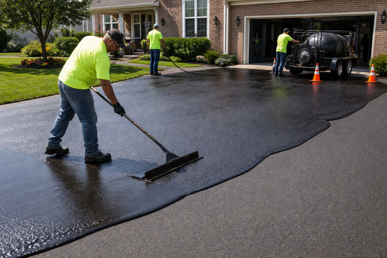 Asphalt sealcoating